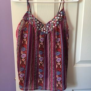 patterned sequin tank top